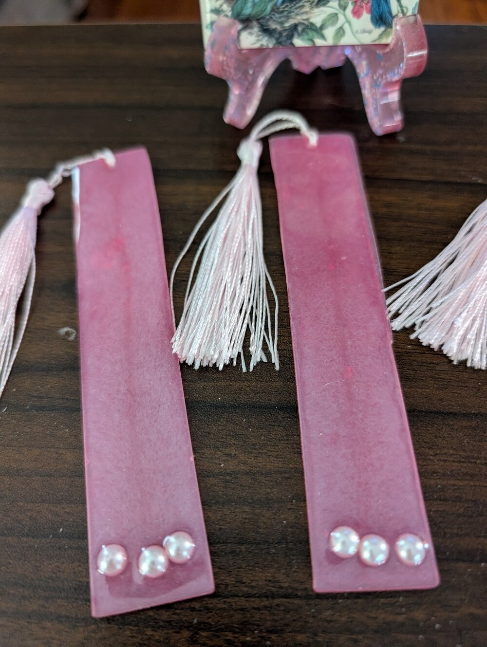Handcrafted Pink & Glass Pearl Accents Bookmark